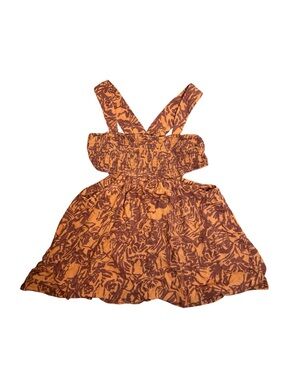 Anthropologie Piper Bandeau Cutout Mini Dress Orange Brown Floral Smocked